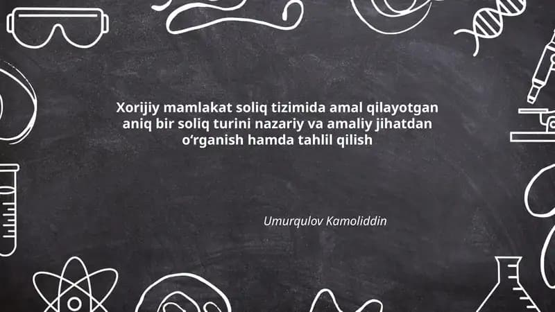 Germaniyaning qo‘shilgan qiymat solig‘i (QQS)ni nazariy va amaliy jihatdan o‘rganish hamda tahlil qilish