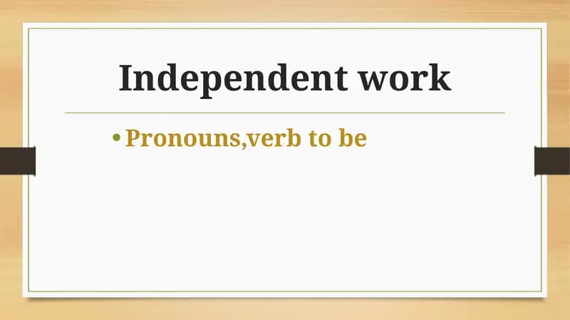 Pronouns, Verb to be