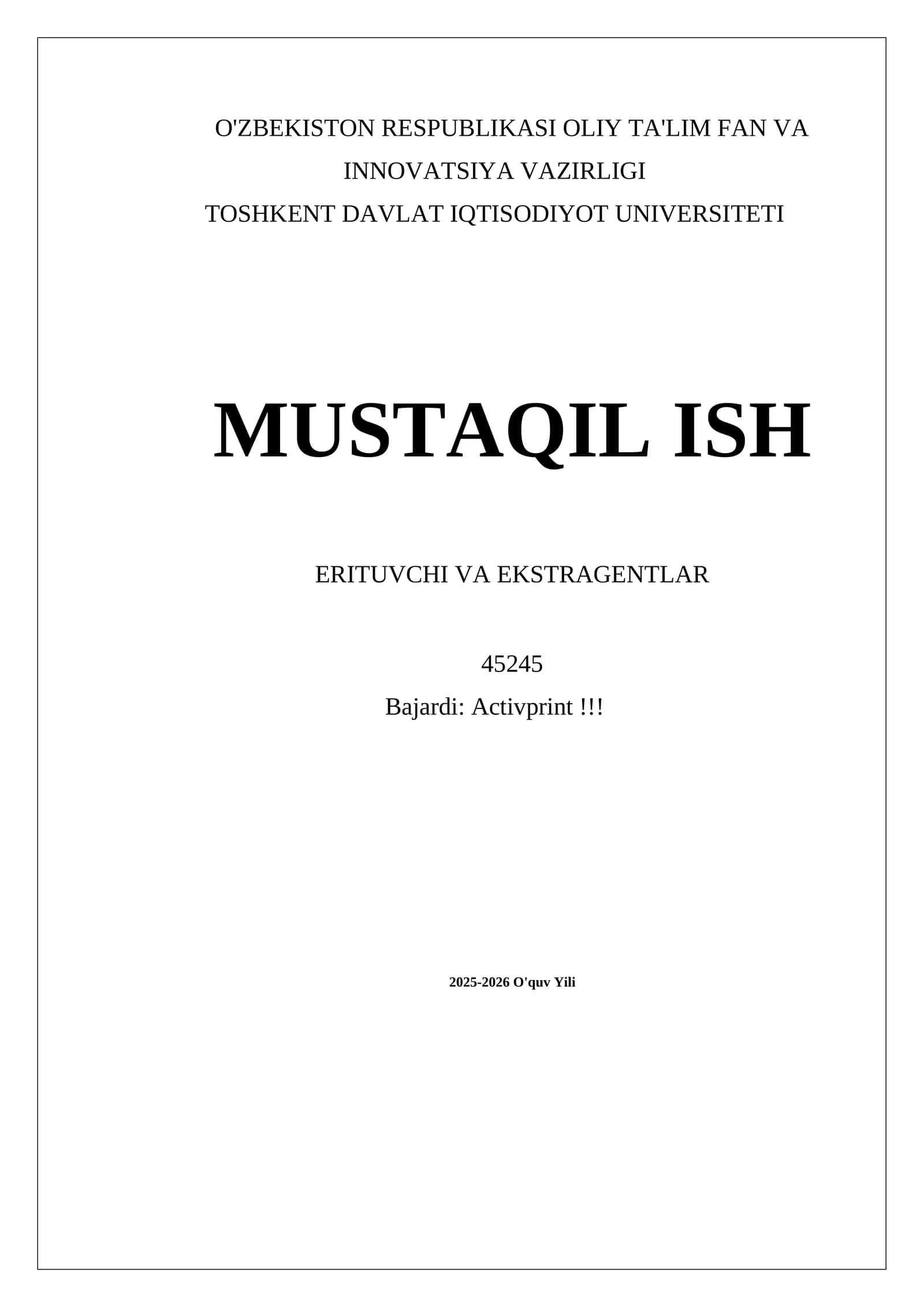 ERITUVCHI VA EKSTRAGENTLAR