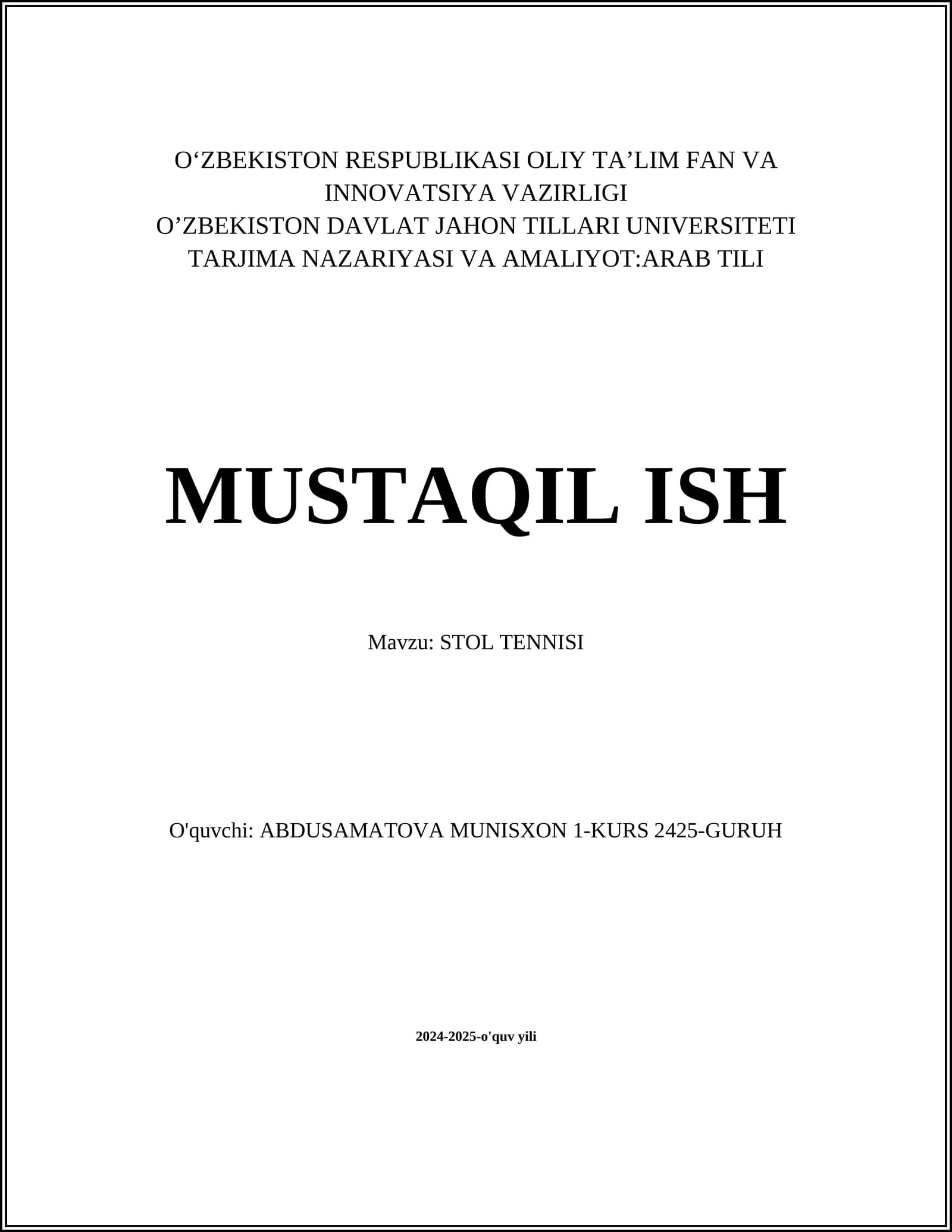 STOL TENNISI
