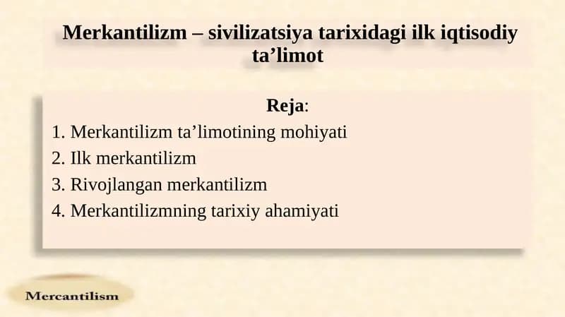 Merkantilizmningmohiyati