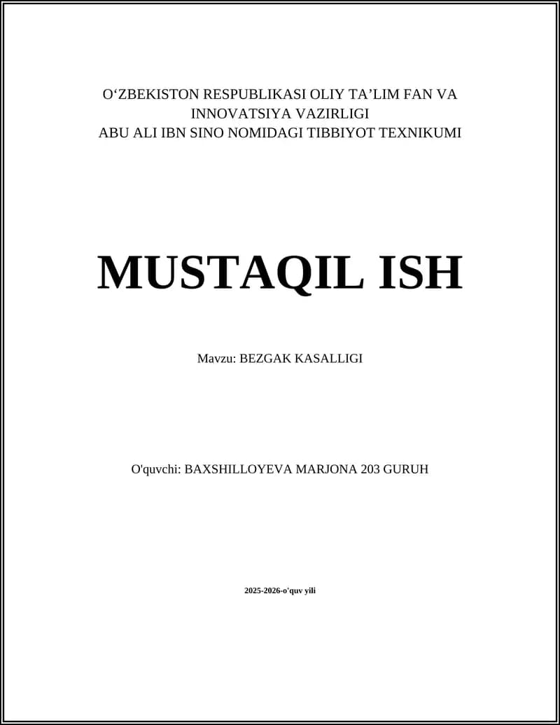 BEZGAK KASALLIGI