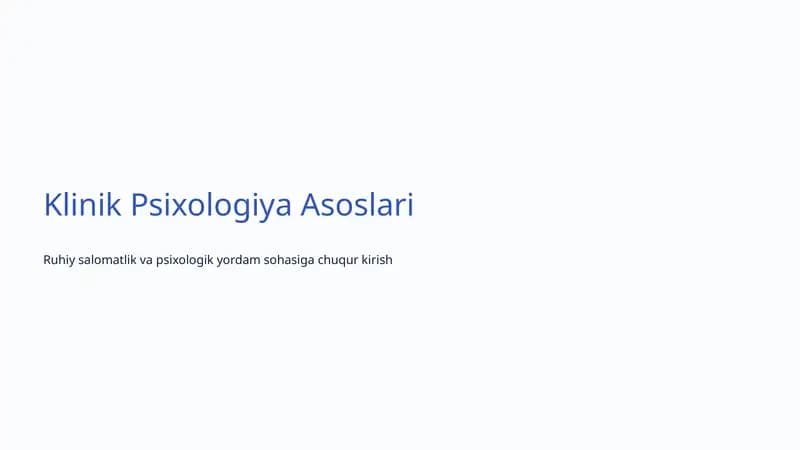 Klinik Psixologiya Asoslari
