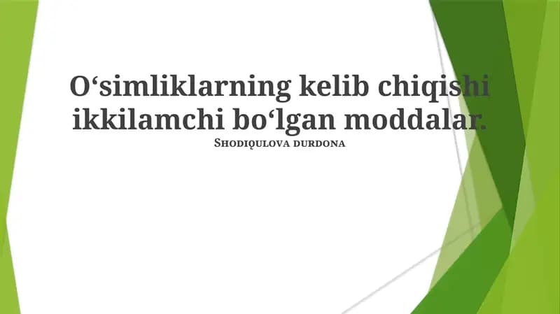 Oʻsimliklarning ikkilamchi metabolitlari (OIM)