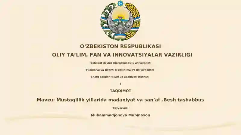 Mustaqillik yillarida madaniyat va san'at