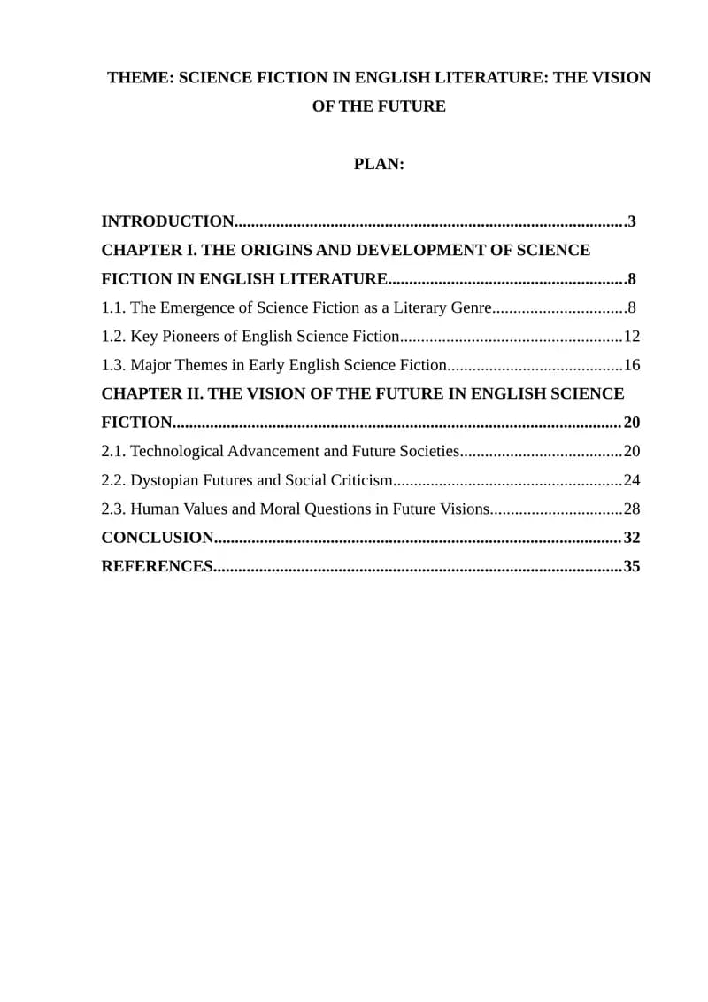 Science Fiction in English Literature Course