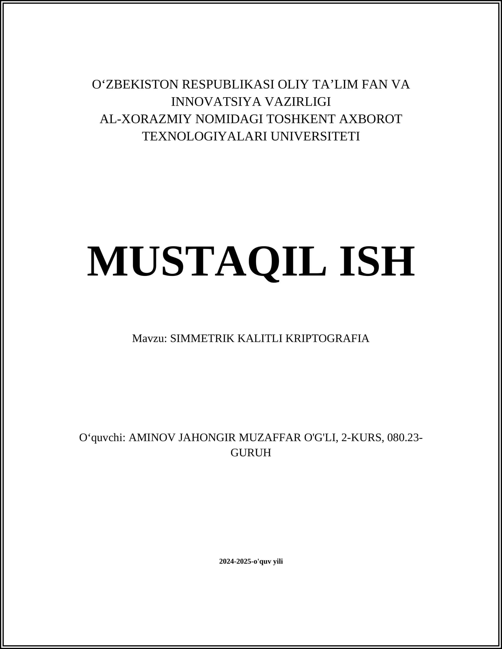 SIMMETRIK KALITLI KRIPTOGRAFIA