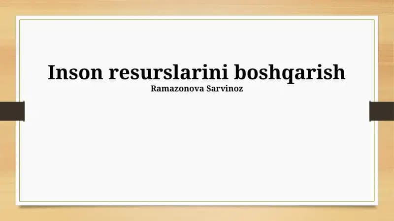 Inson resurslarini boshqarish