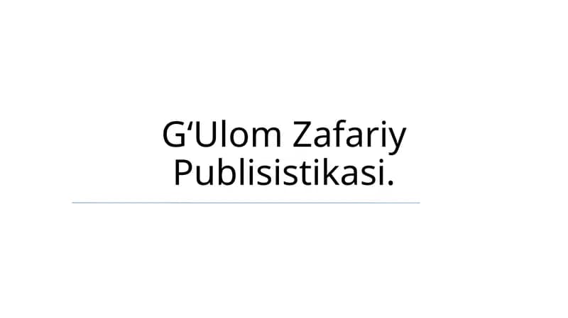 G‘Ulom Zafariy Publisistikasi