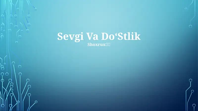 Sevgi Va DoʻStlik