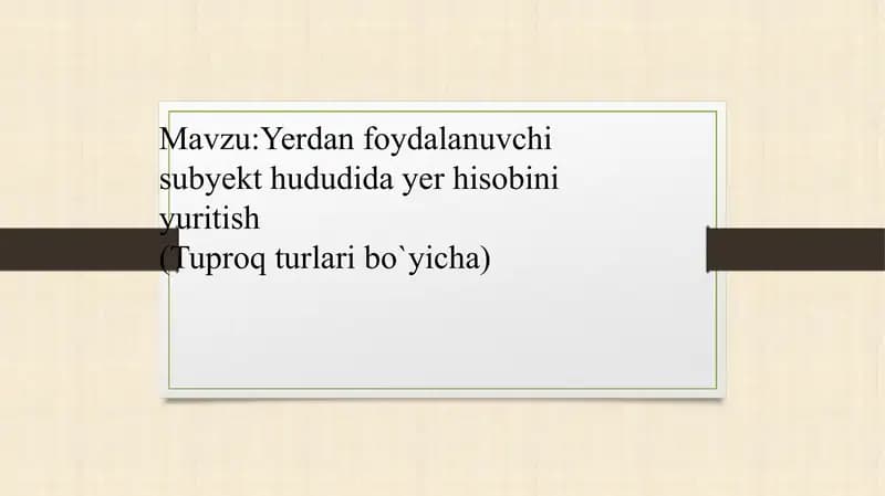 Yer hisobini yuritish
