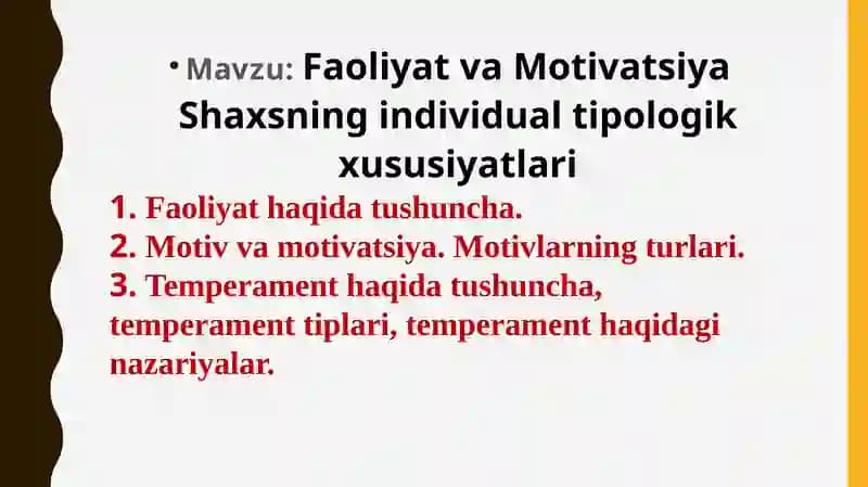 Faoliyat va Motivatsiya