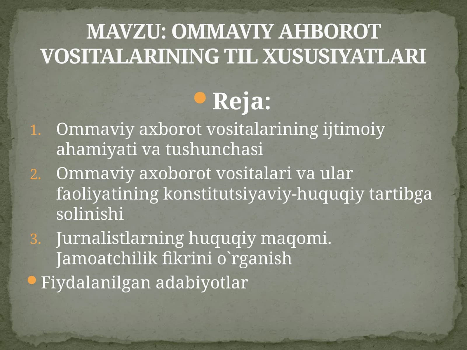 OMMAVIY AXBOROT VOSITALARINING TIL XUSUSIYATLARI