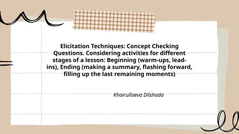 Elicitation Techniques: Concept Checking Questions