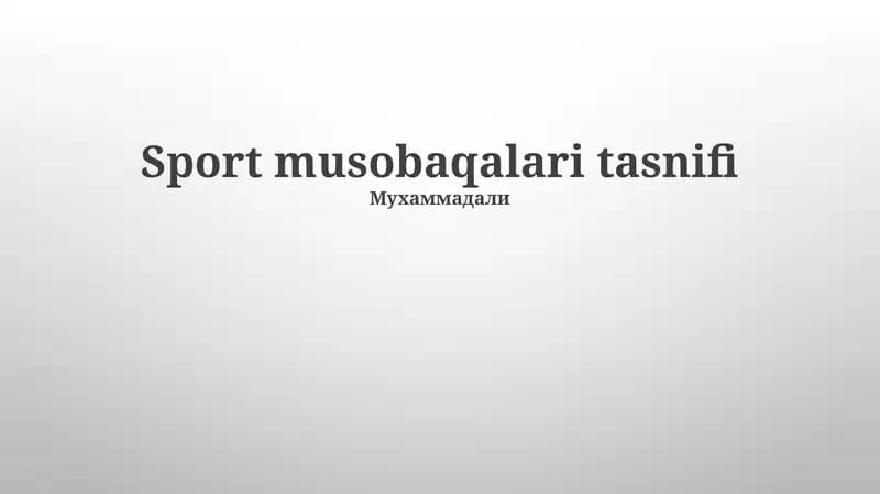 Sport musobaqalari tasnifi