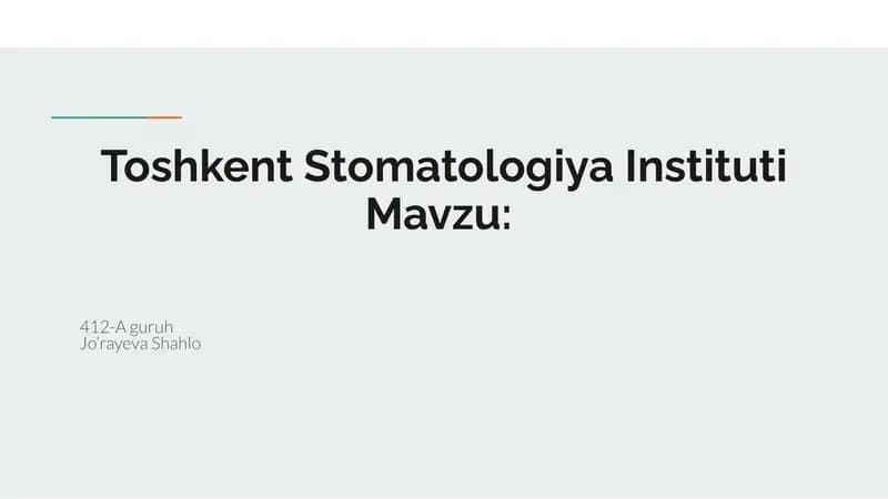 Paradontologiya og’iz bo’shlig’ini tekshirish