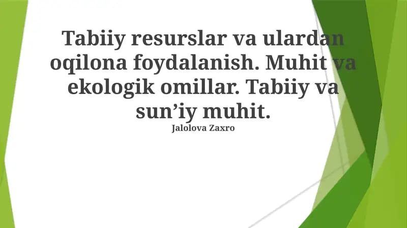 Tabiiy resurslar va atrof-muhit asoslari