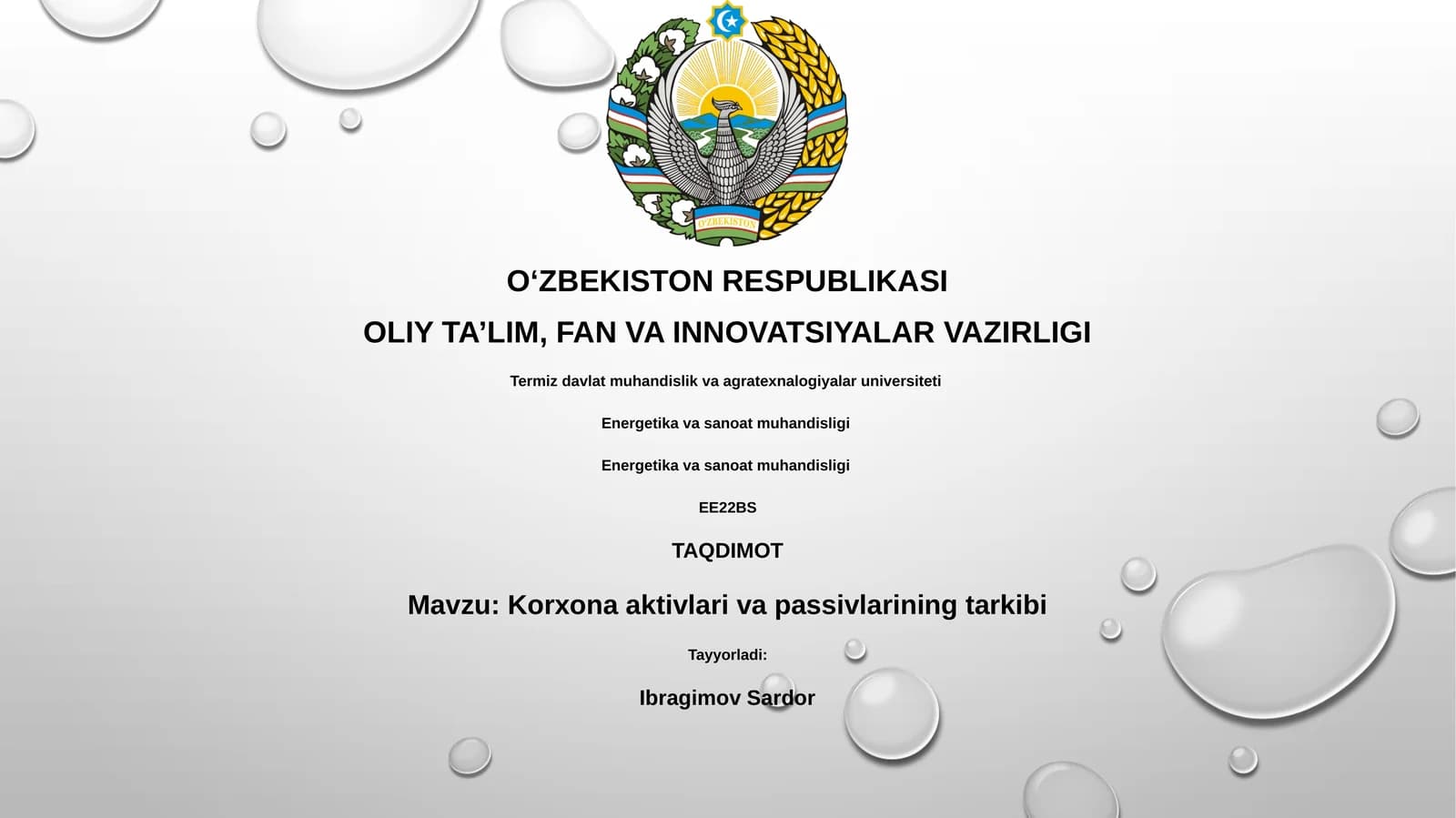 Korxona aktivlari va passivlarining tarkibi