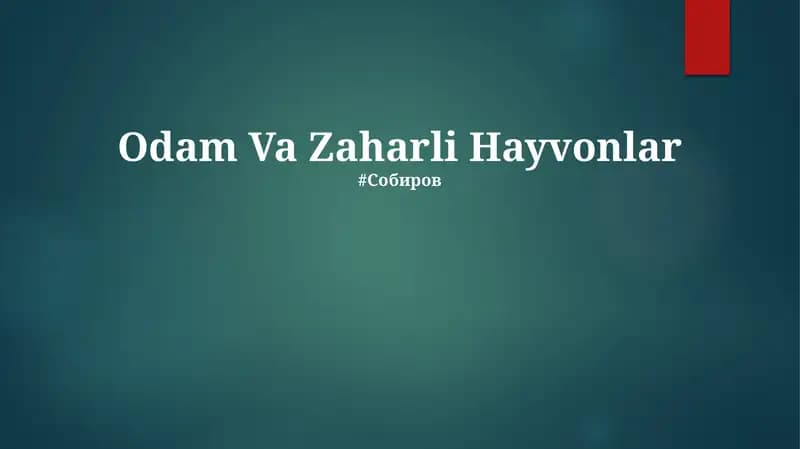 Zaharli Hayvonlar