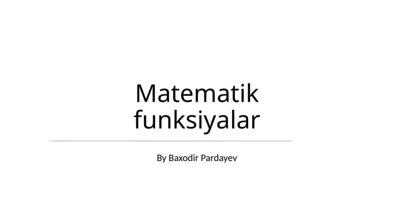 Matematik funksiyalar