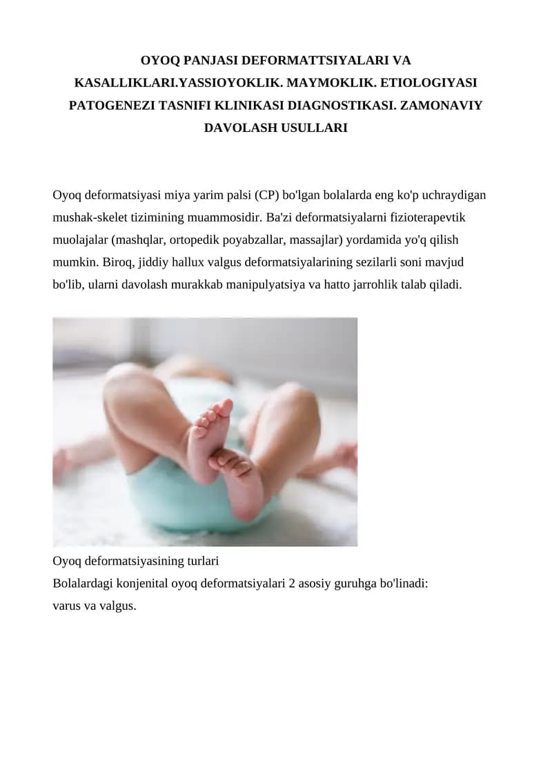 Oyoq deformatsiyasi