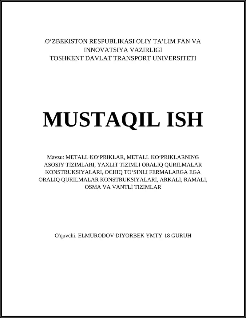 METALL KOʻPRIKLAR