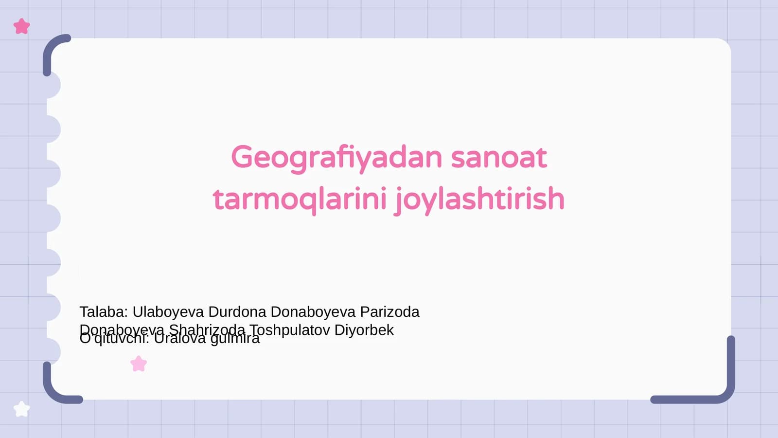 Geografiyadan sanoat tarmoqlarini joylashtirish