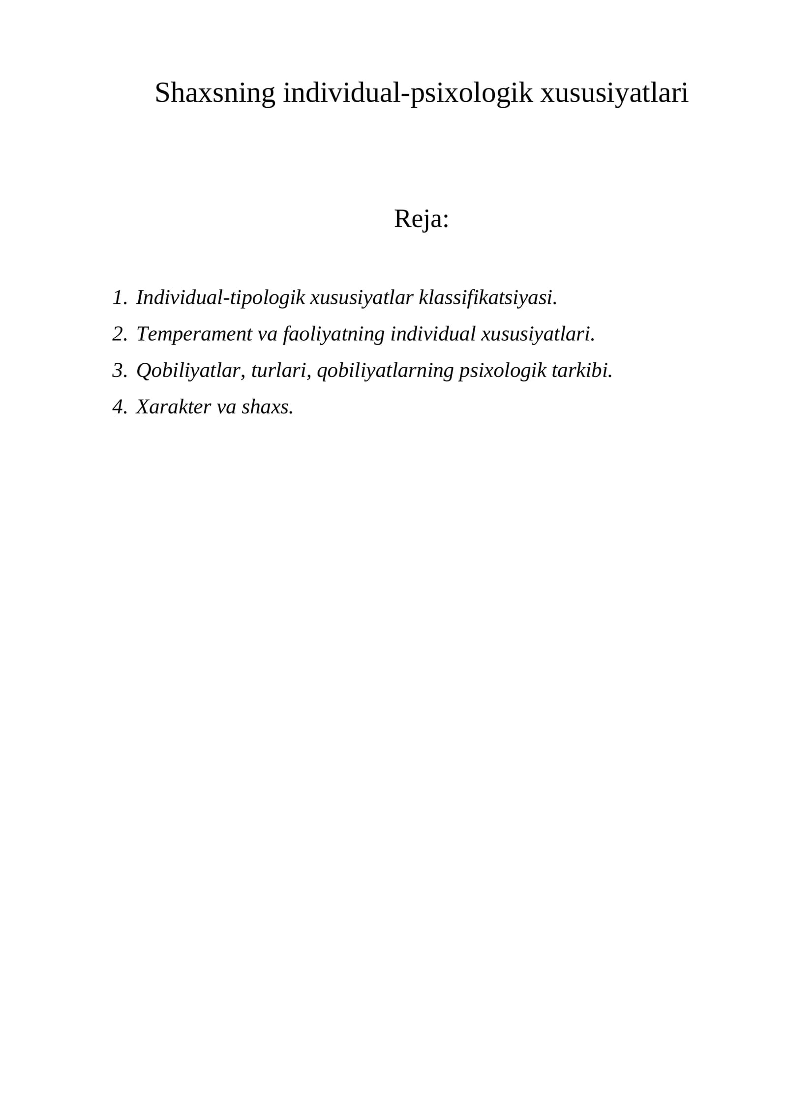 Shaxsning individual-psixologik xususiyatlari