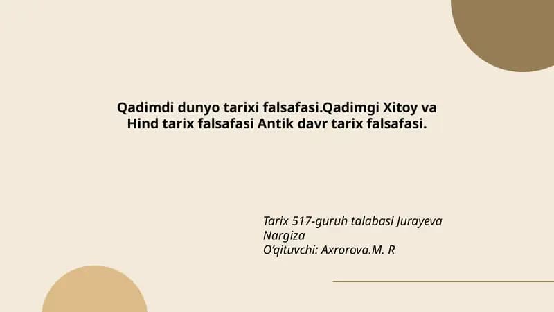 Qadimgi dunyo tarixi falsafasi