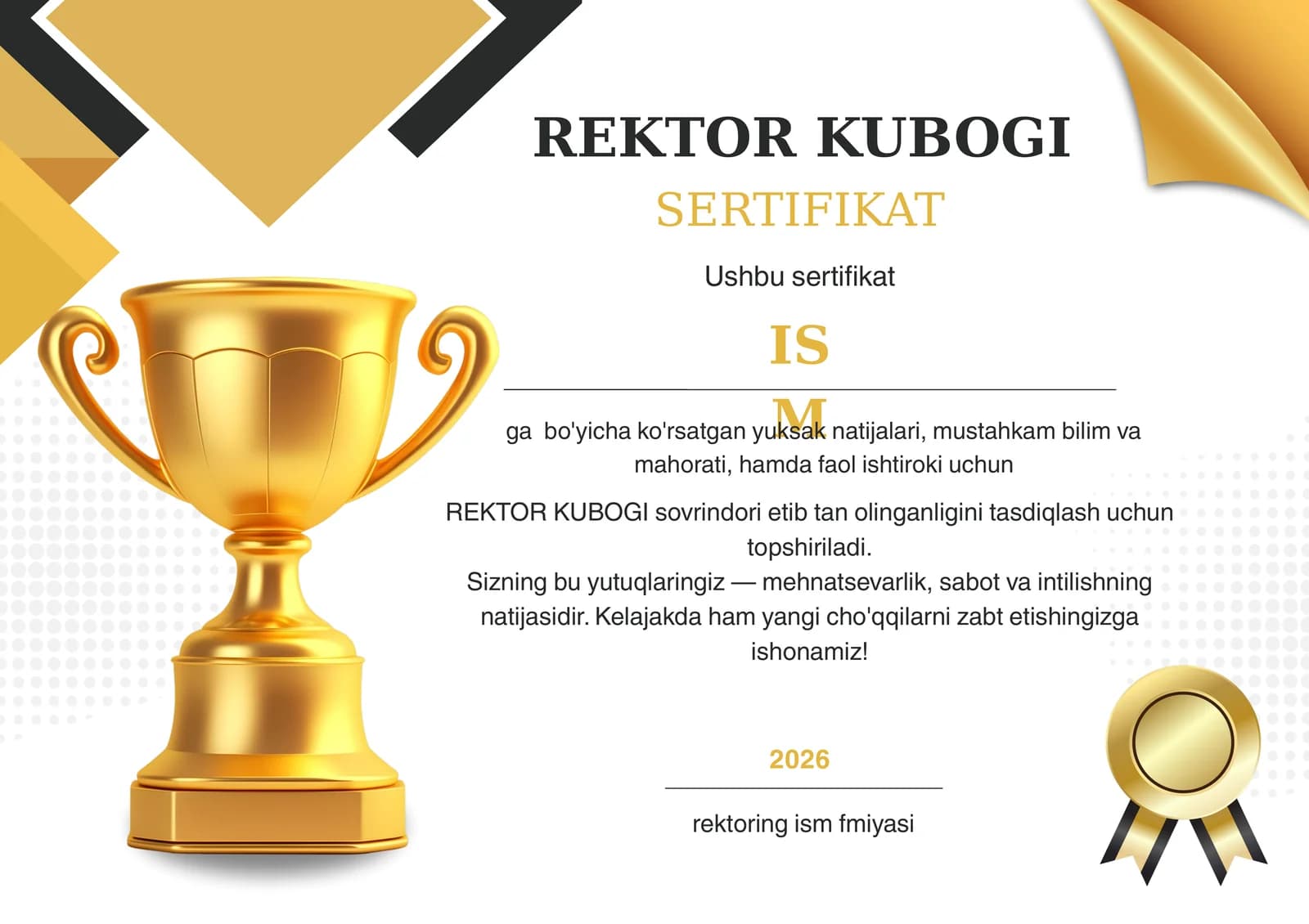 REKTOR KUBOGI SERTIFIKATI