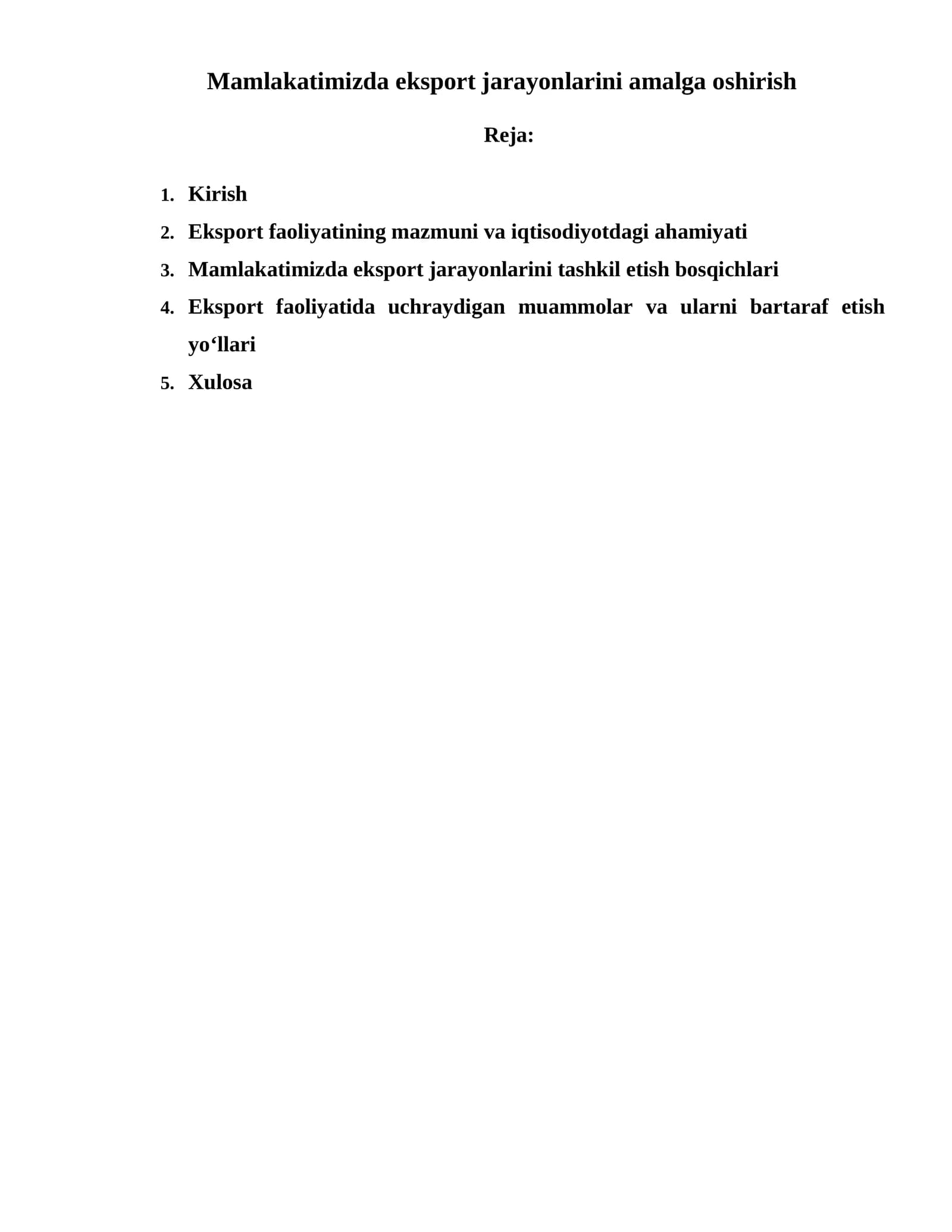 Eksport jarayonlari