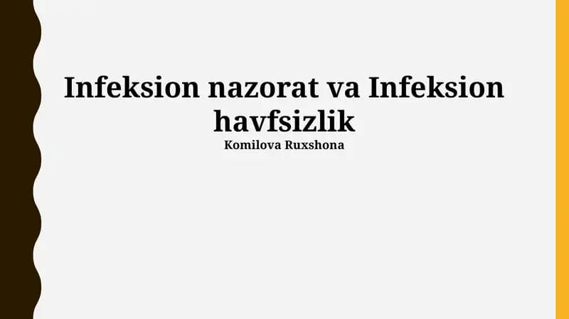 Infeksion nazorat va Infeksion havfsizlik