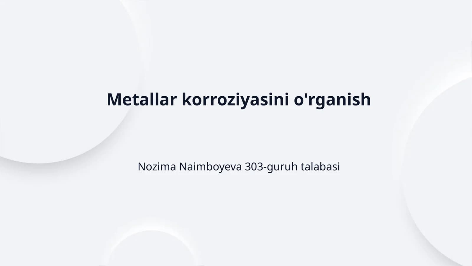 Metallar korroziyasini o'rganish