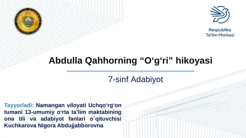 "O‘g‘ri”hikoyasi" by Abdulla Qahhor