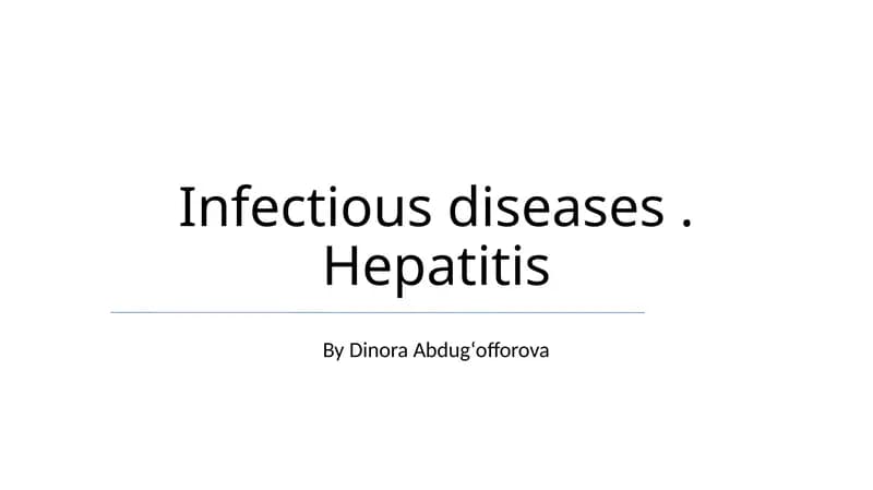 Infectious diseases. Hepatitis