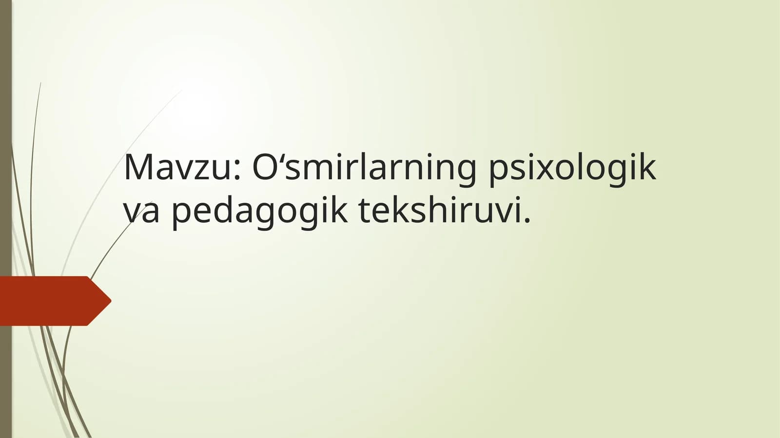 O‘smirlarning psixologik va pedagogik tekshiruvi