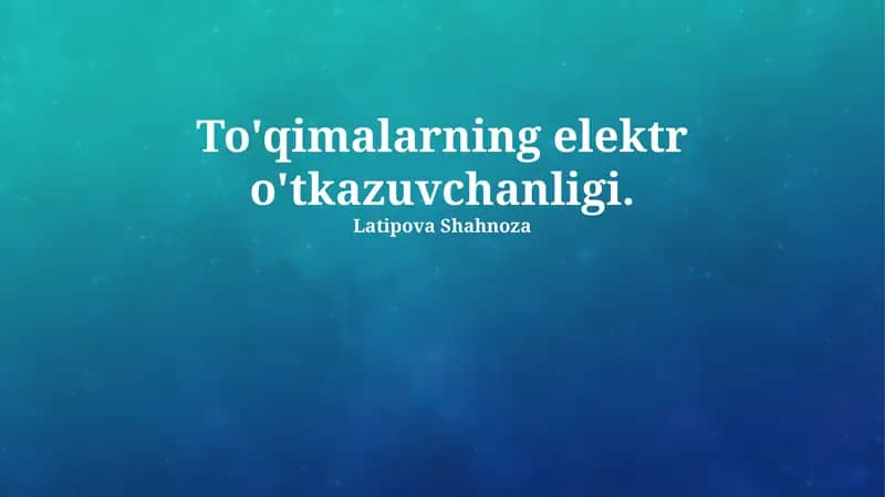 To'qimalarning elektr o'tkazuvchanligi