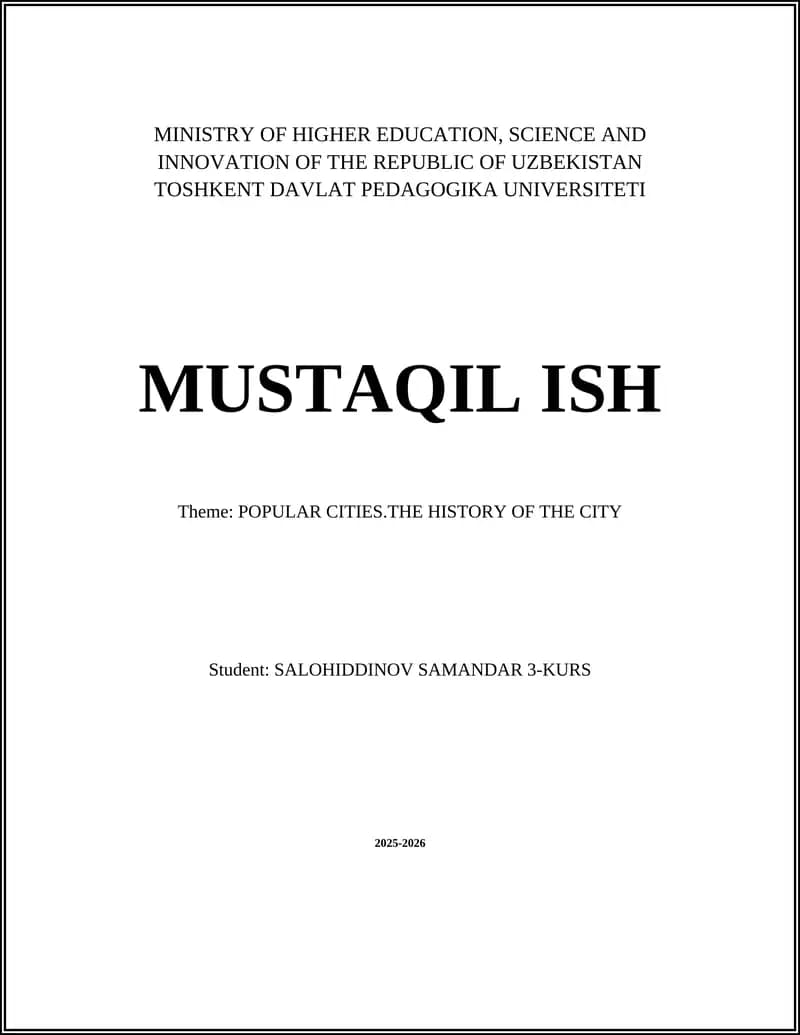 POPULAR CITIES.THE HISTORY OF THE CITY