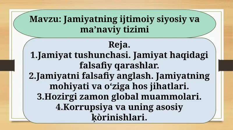 Jamiyatning Ijtimoiy-siyosiy Vama'navi Tizimi