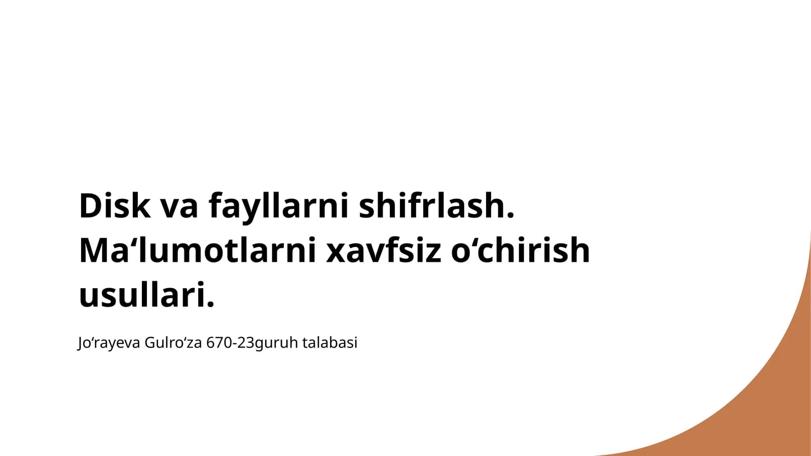 Disk va fayllarni shifrlash