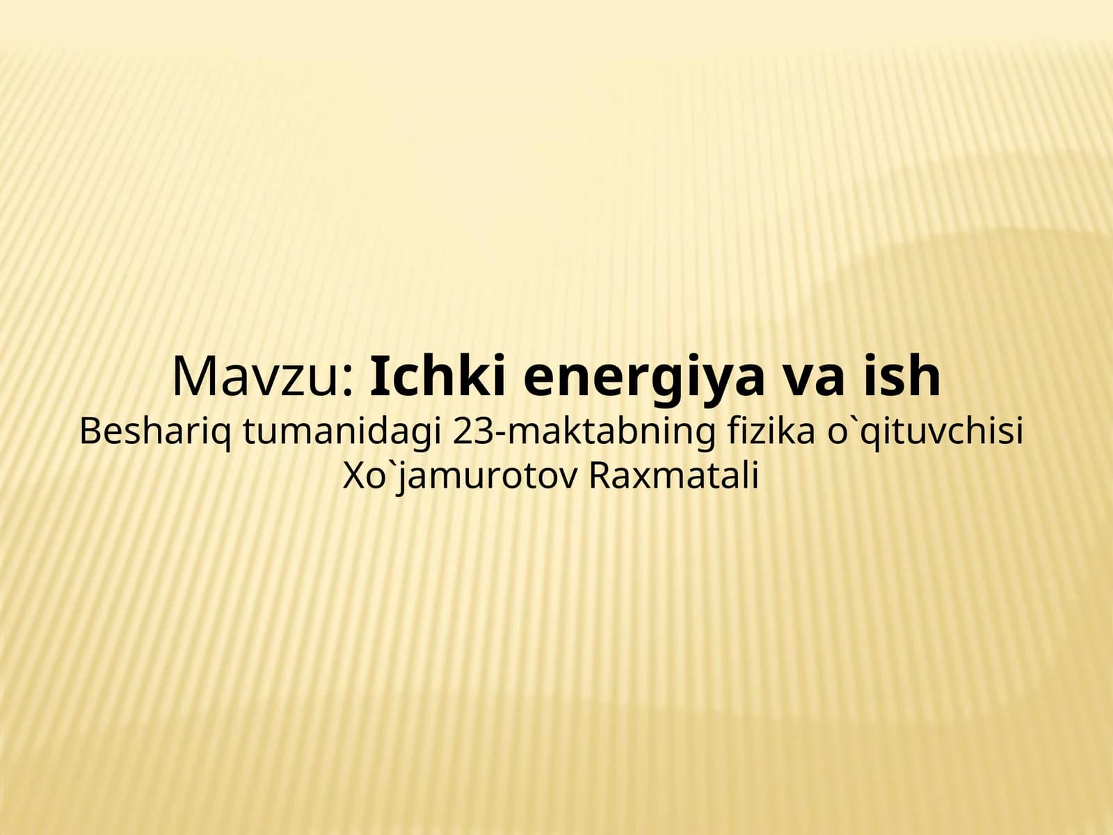 Ichki energiya va ish