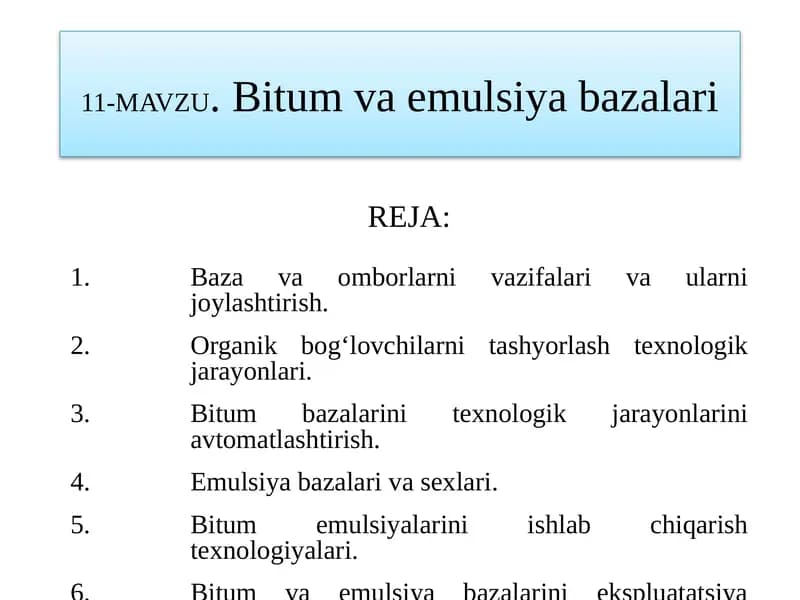 Bitum va emulsiya bazalari