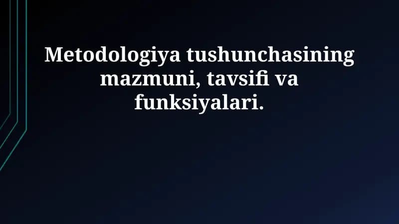 Metodologiya Tushunchasi