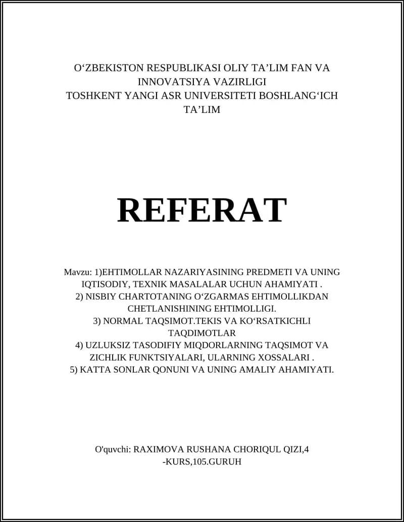 Ehtimollar Nazariyasi