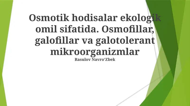 Osmotik hodisalar ekologik omil sifatida