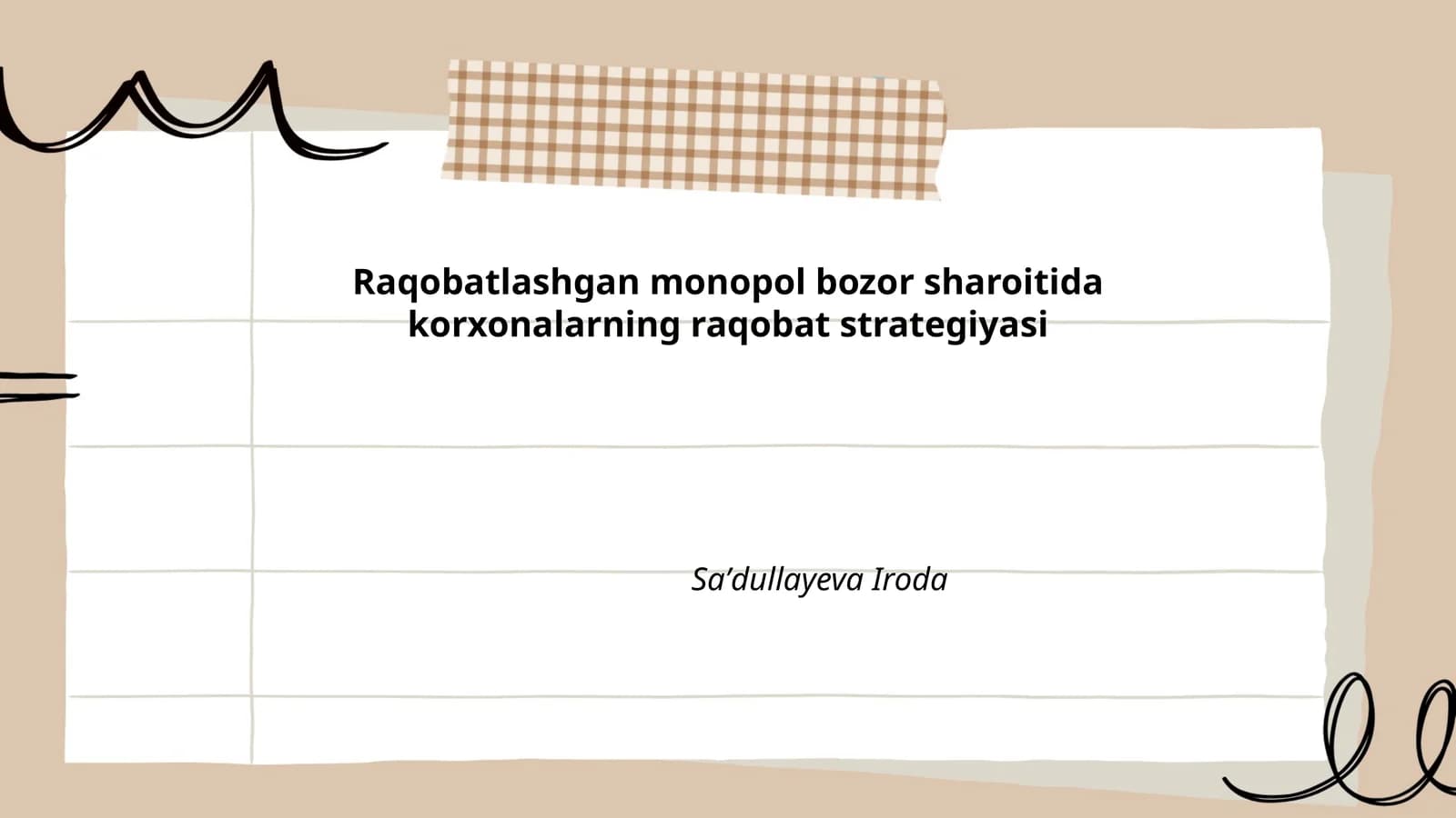 Raqobatlashgan monopol bozor sharoitida korxonalarning raqobat strategiyasi