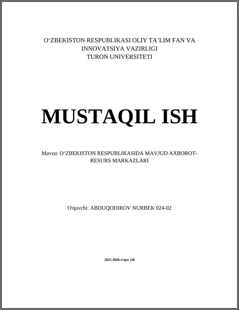 Oʻzbekistonda axborot-resurs markazlarining tarixi va rivojlanishi