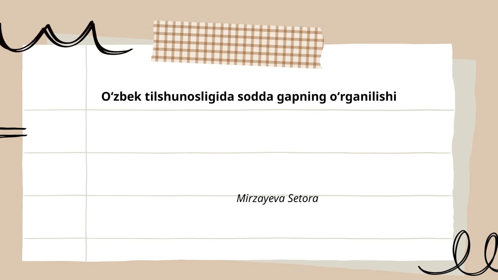 Oʻzbek tilshunosligida sodda gapning oʻrganilishi
