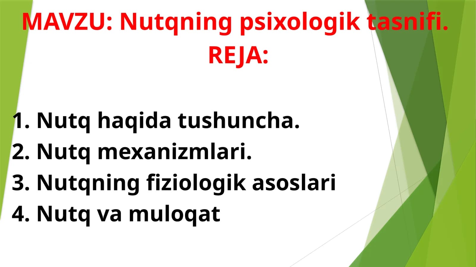 Nutqning psixologik tasnifi