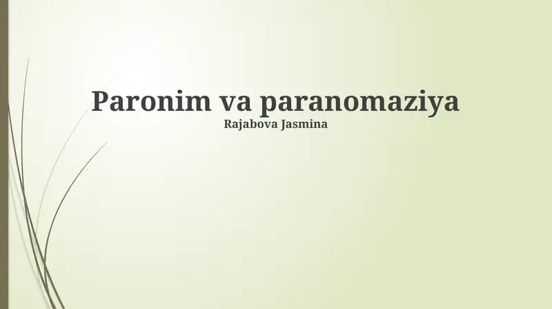 Paronim va paranomaziya